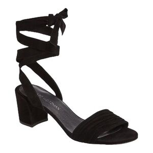 Stuart Weitzman Swifty Black Suede Wraparound Lace Up Strappy Sandals - 8.5